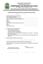Formulir Pernyataan Keberatan Atas Permohonan Informasi